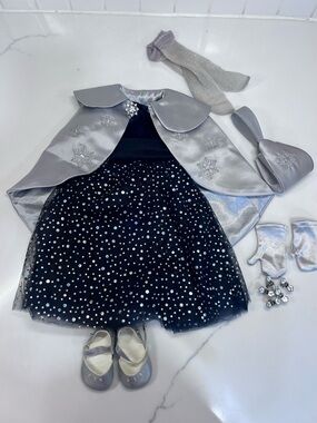 American Girl Doll 18” Merry Moonlight Outfit Dress Cape Shoes Purse Gloves Clip